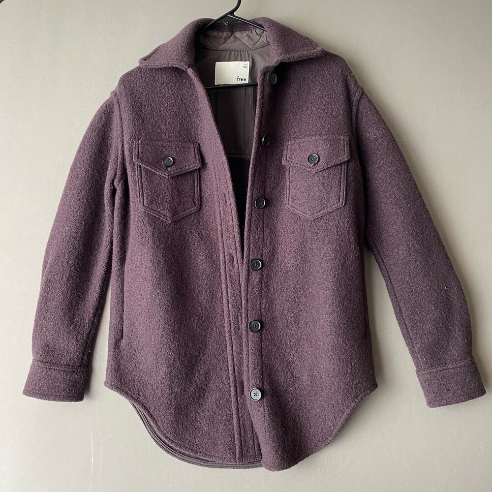 Wilfred Free‎ Wool Lagenlook Relaxed Ganna Shirt Jacket XXS Plum Purple Shacket